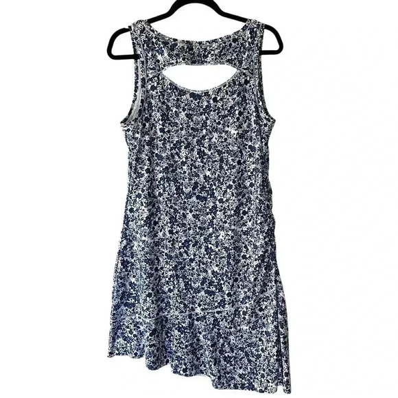 LÖLE NWOT SLEEVELESS ASYMMETRICAL ATHLETIC DRESS NAVY BLUE DITSY PRINT | LARGE - Picture 8 of 10